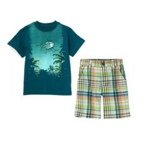 NWT Gymboree Jungle Explorer Helicopter Tee and Plaid Shorts Size Kid 3